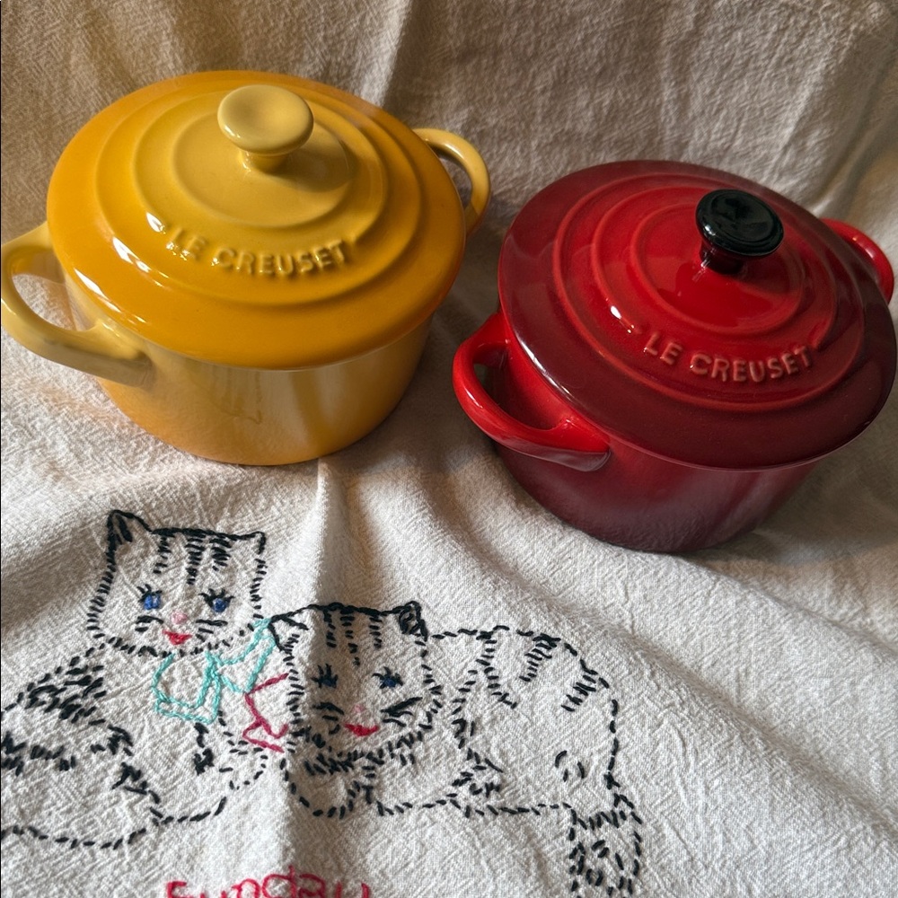 Le Creuset Yellow and Red Mini Cocottes Set